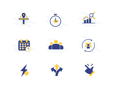 Flat icons design agility clock date fast flexibility icon people simplicity tablebooking
