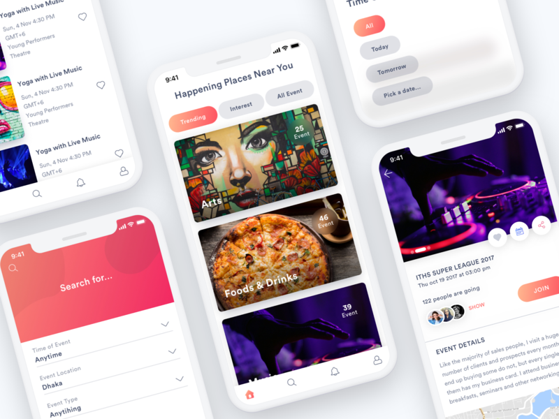 Events App UI/UX design! booking discover events events app product design schedule ui design ux design