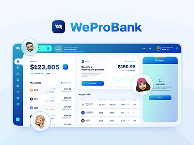 WeProBank — financial future is coming! app blockchain branding crypto dashboard design ui ux wallet web app