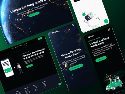 Tbank Complete Site app bank branding darltheme design mobile site ui website