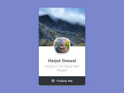 Profile Widget button clean design flat follow photo profile psd purple ui user widget
