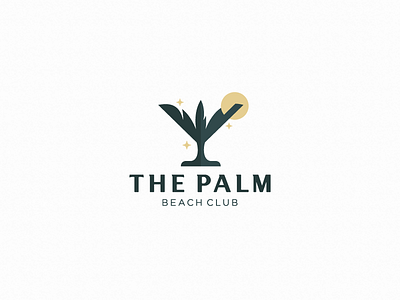 the palm (logo for sale) alcohol bar beach club glass logo logotype palm premium sun sunshine vip wineglass