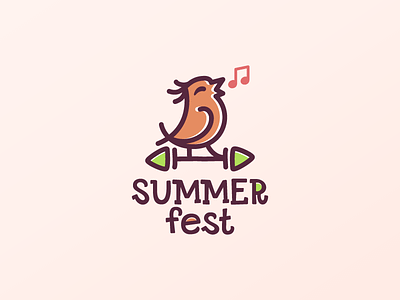 Summer fest bird illustration logo logodesign logotype music nature note play style vector