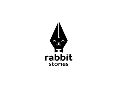 Rabbit stories aristocrat character logo logotype minimalism pen rabbit