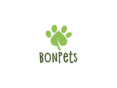 Bonpets animals branding cat dog eco feed food footprint leaf logo logotype natural nature paw pets vegan