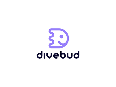 divebud character computer cute dive freediver hunters jellyfish logo logotype scuba diver sea swim tracker underwater photographers vector