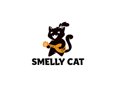 Smelly Cat ballad bard cat character feather guitar illustration logo logotype lute music song tail vector witcher