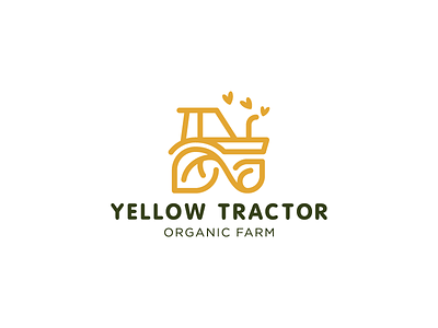 Yellow tractor logo logotype животноводство лист любовь машина овощи природа продукты сельское хозяйство трактор ферма фрукты эко