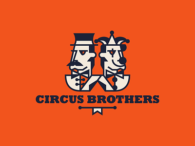 Circus Brothers brother character circus clown illustration jester laugh logo logotype man mustache smile top hat