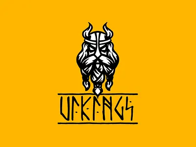 Vikings beard brutal character crossfit helmet horns illustration logo logotype man runes scandinavia sketch sport viking