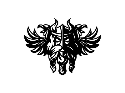 Viking beak beard bird character helmet horns illustration logo logotype raven strength viking warrior wing