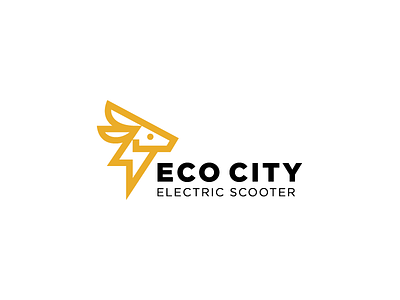 Eco city animal character ears eco electricity jump kangaroo lightning logo logotype minimalism monoline speed