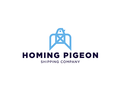 Homing pigeon beak bird box company delivery geometry letter logo logotype mail minimalism monoline pigeon wings