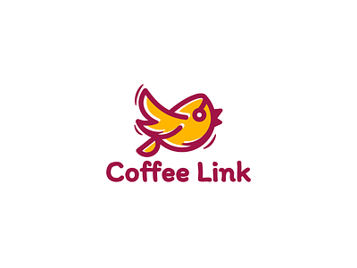 Coffee Link bird cafe character coffee coffee shop cup flight fly freedom lark logo logotype restaurant speed