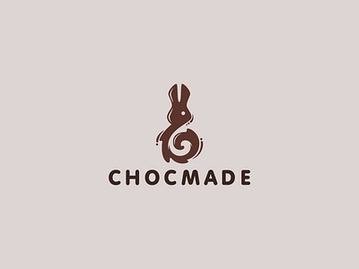 Chocmade animal candy character chocolate cocoa ears eggs hare logo logotype rabbit spiral