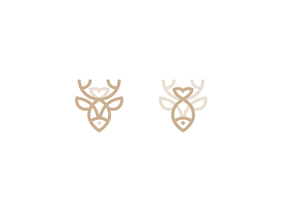 Fish&deer antlers deer eco fishing forest hike logo logotype nature river