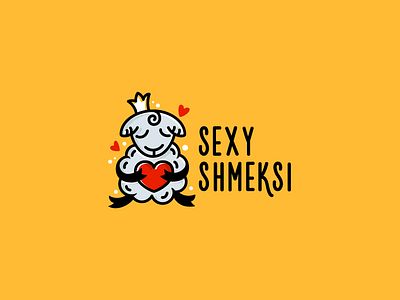 Sexy shmeksi cartoon character crown cute girl heart logo logotype love princess sheep