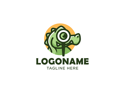 Cute Crocodile Logo With Magnifying Glass