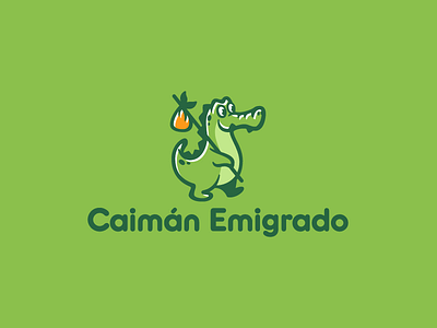 Caimán Emigrado alligator animal character crocodile logo logotype reptile tgaveler travel zoo
