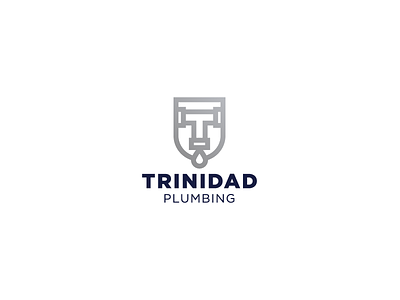 Trinidad plumbing logo logotype minimalism monogram pipes plumbing repair shield