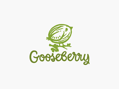 Gooseberry berry bird character cute gooseberry lettering logo logotype nature