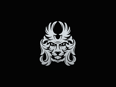 Lion With Wings Logo animal coat of arms heraldry king lion logo logotype luxory nature silver vip wings zoo