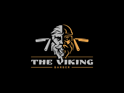 The viking barber barbershop character logo logotype nord viking