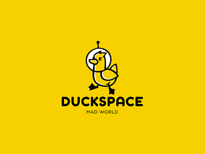 Duckspace astronaut bird character duck logo logotype space