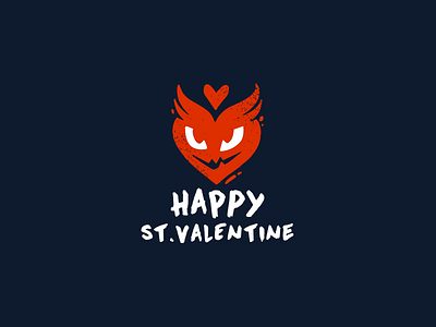 Happy st. valentine character devil heart logo logotype love minimalism valentine wings