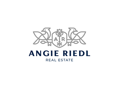 Angie Riedl bird coat of arms flower key logo logotype mmonogram nature property real estate realtor shield