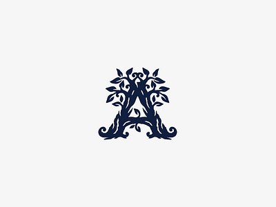 A tree monogram a letter lettering logo logotype monogram nature tree typography
