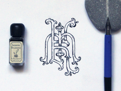 MK calligraphy cyrillic decor garniture letter lettering monogram ornament sketch type