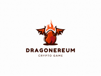 Crypto game dragon egg ethereum fire game logo logotype wings