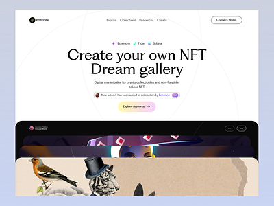 Enrdex - NFT Artwork Landing Page crypto design landing page nft ui webdesign
