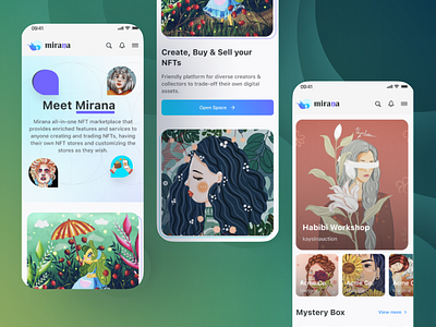 NFT mobile app graphic design illustration ui ux