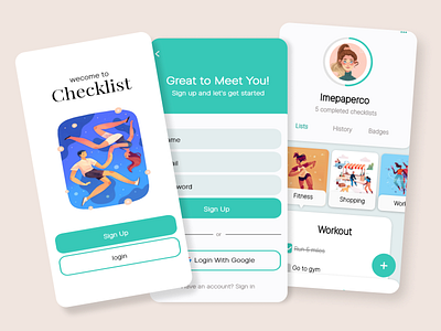 Checklist app app design illustration typography ui ux