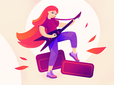 Rockstar girl character guitar guitarist illustration music vector