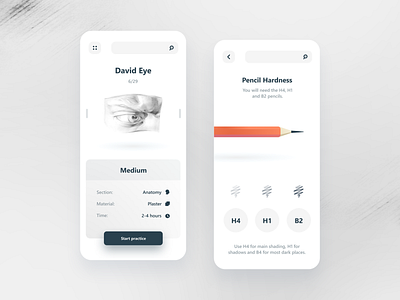 Drawing practice mobile app UI app design draw ui vector white