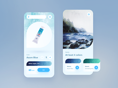 Watercolor paints & palette app UI