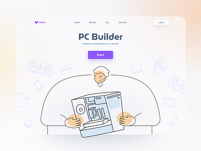 Landing page illustration | PC Hardware character design illustration ui vector white