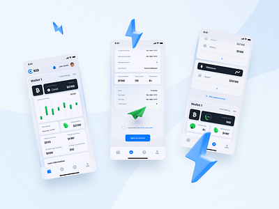 Crypto wallet dasboard UI (Mobile app) 3d app banking crypto cryptocurrency dashboard design glass glassmorphism mobile trading ui ux wallet white