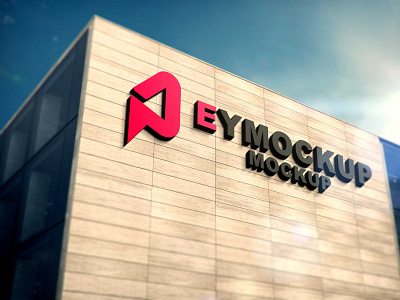 Freebies Building 3D Logo Mockup