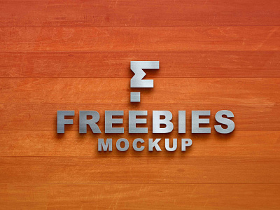 Red Freebies Wood 3D Logo Mockup