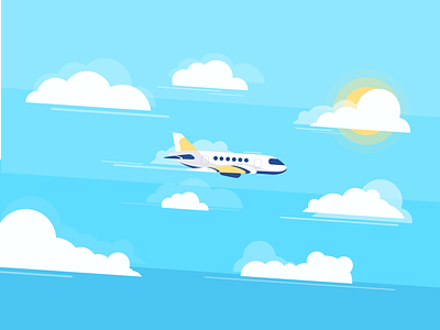 Airplane 2d 2d illustration airplane clean color flat illustration minimal sky