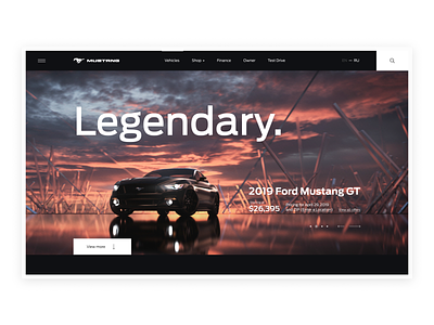 Explore 2019 MUSTANG 3d black car cars clean design interface minimal minimalism render typography ui ux web web design