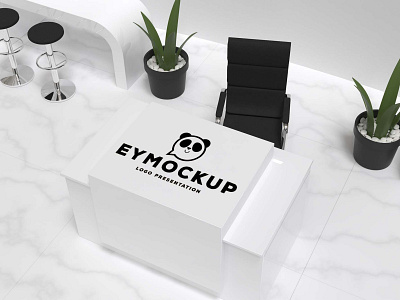 Hotel Reception Table Logo Mockup