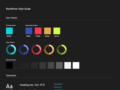 Dashboard UI Style Guide color palette colors dashboard style guide typography