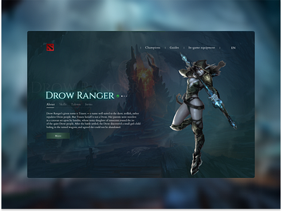 Drow Ranger Dota 2 design dota dota 2 dota2 dribbble game game design shot ui ux ux design webdesign website
