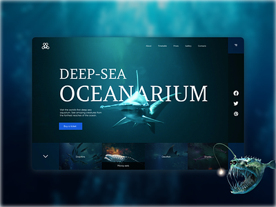 Oceanarium aquarium design fish oceanarium shot ui ux web design