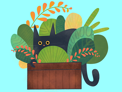 Cat in a Pot affinity designer illustration